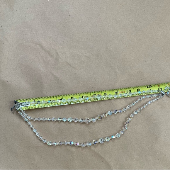 Vintage Aurora Borealis Three Strand Necklace mid century Costume Jewelry - Picture 7 of 7